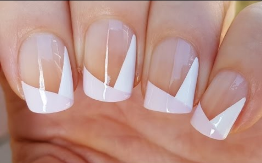 Negative Space Geometry white fall nails