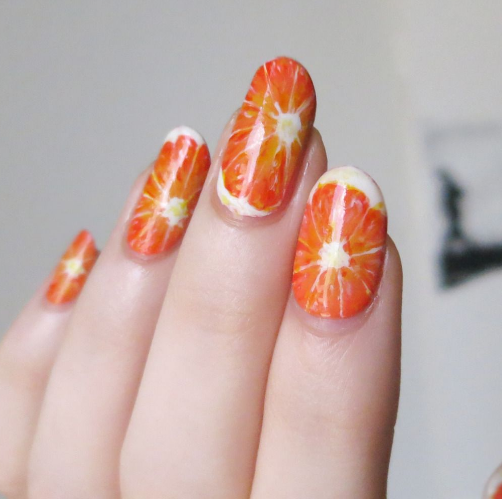 Orange Slice Art orange summer nails