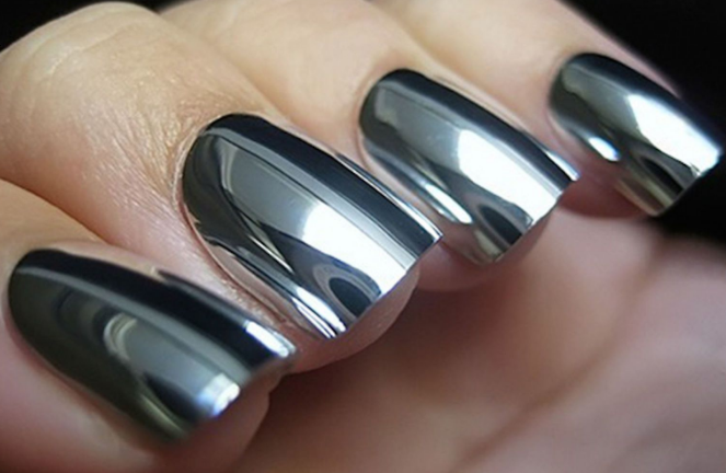 Silver Chrome Perfection French Tip Nails