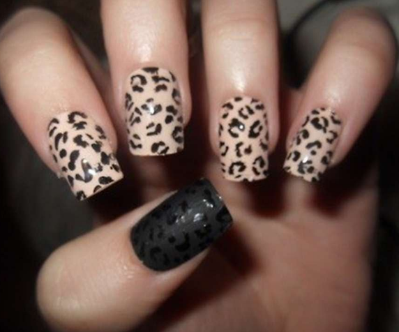 Reverse French with Leopard Tips Leopard Print nail