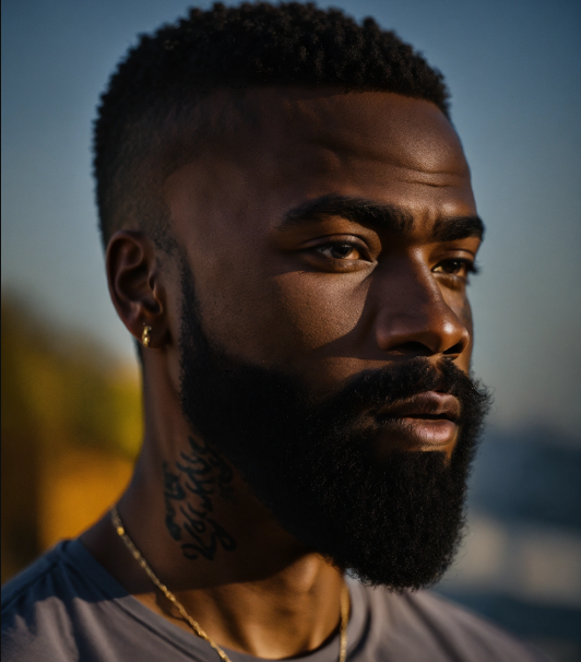 Mid Temp Fade with Short Hair and Beard