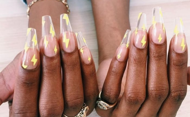 Cool White with Bright Gold Lightning