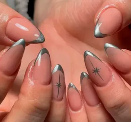 Silver French Tip Outline