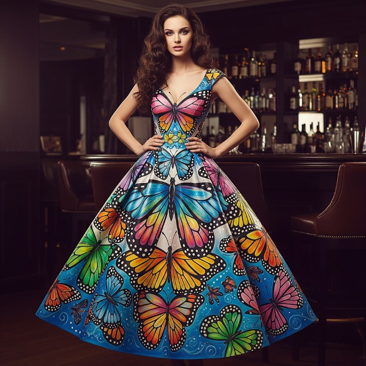 The Hand-Painted Butterfly Cocktail Dress Like a Butterfly