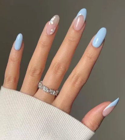Classic Light Blue French Light Blue Nails
