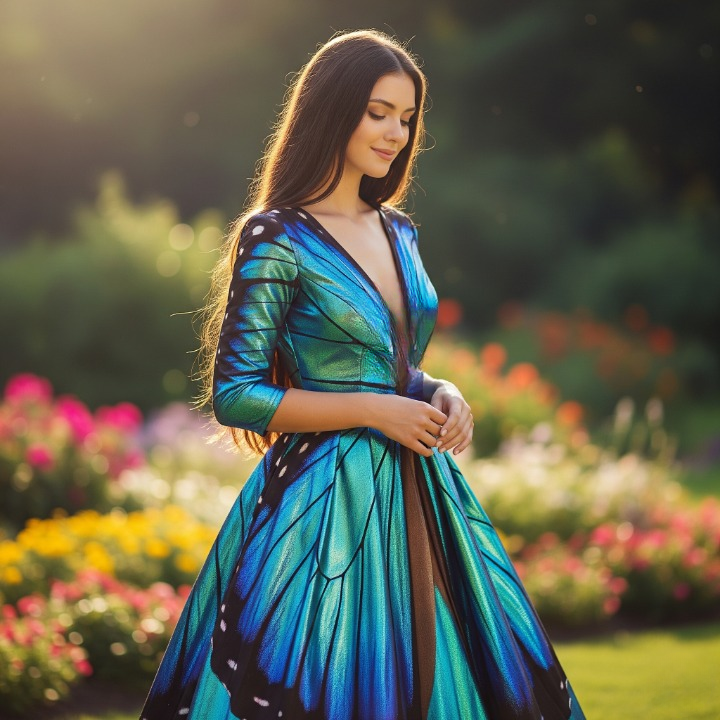 The Morpho Blue Metallic Gown Like a Butterfly