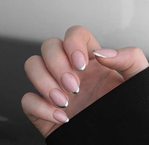 Ultra-Thin Silver French Tips Nails
