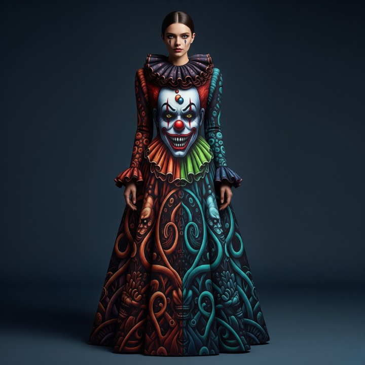 Coulrophobia: Refined Circus Glamour Fear Dress