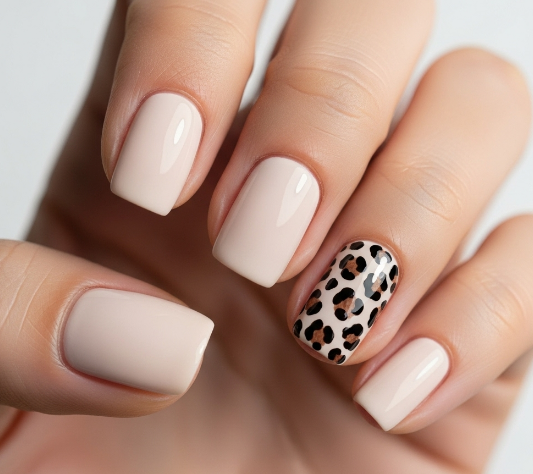 Minimalist Single Accent Nail Approach Leopard Print nail