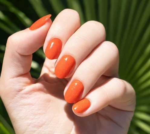 Burnt Orange Chrome orange summer nails