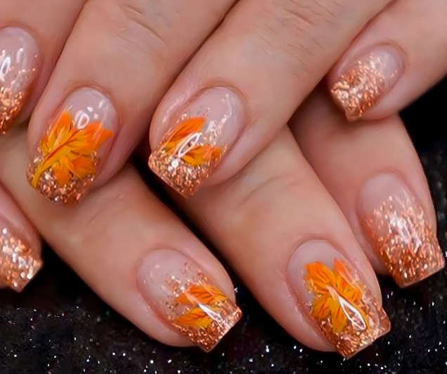 Maple Leaf Gold Square Fall Nail