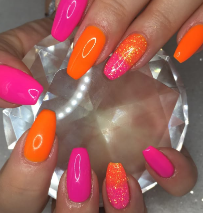 Neon Orange Accent Wall orange summer nails
