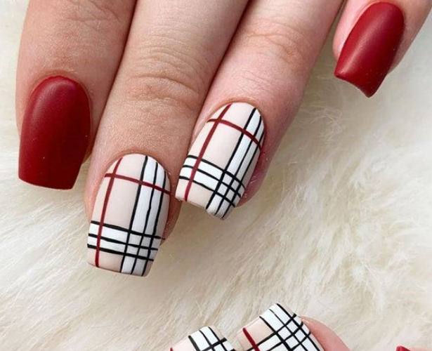 Plaid Perfection Square Fall Nail
