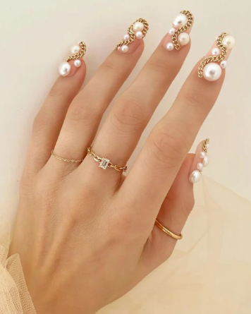 Pearl Embellishment Details summer nails