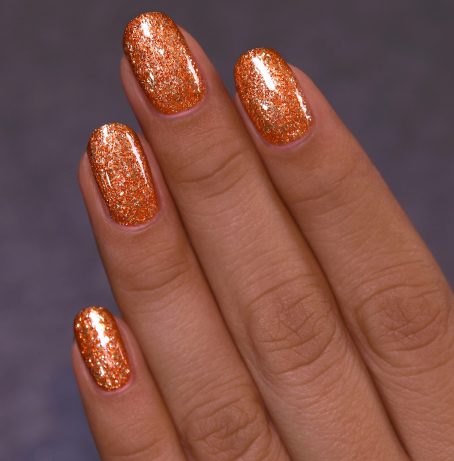 Orange Holographic Finish orange summer nails