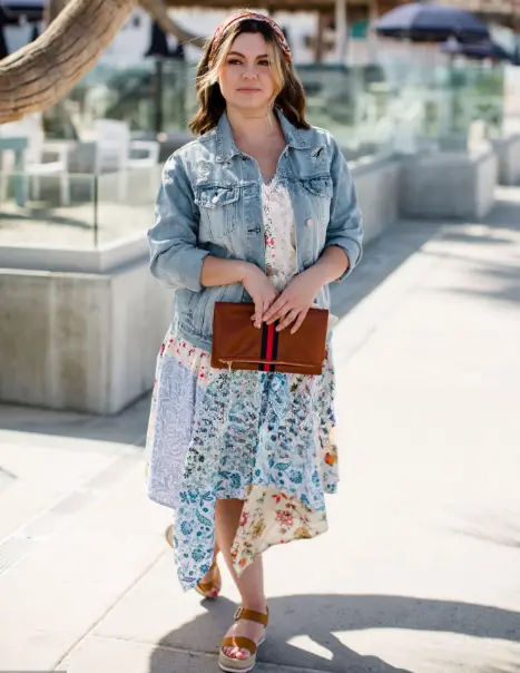 Wrap Dress + Denim Jacket: The Ultimate "I Woke Up Like This" Combo CurvySpringOutfit