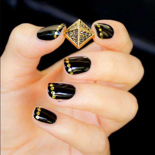 Timeless Gold French Tips BlackAndGoldNails