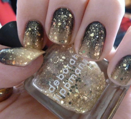 Chunky Gold Glitter Explosion BlackNailDesigns