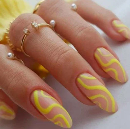 Wavy French ButterYellowNails yellow nail