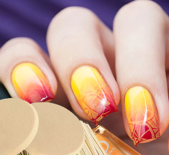 Citrus Burst Energy Citrus burst energy nails in vibrant lemon yellow and tangerine tones, perfect for bright July nail colors and fresh summer manicures.
