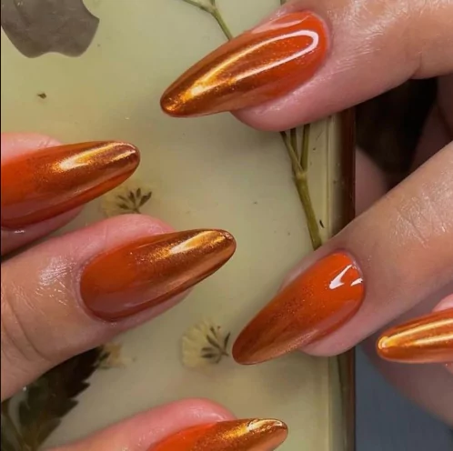 Burnt Orange Aura Nails
fall sweater weather nails, PSL-inspired burnt orange nails