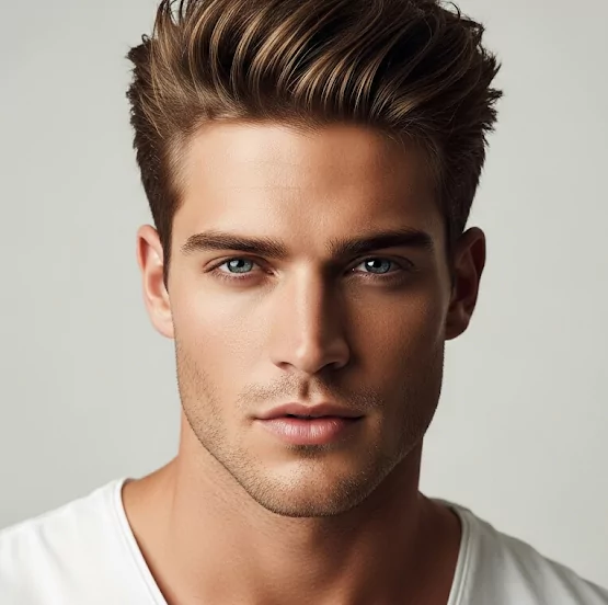 Modern Messy Caesar Cool messy for men with natural waves and layered top