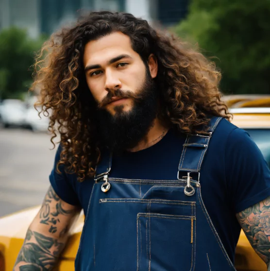 Messy Shoulder-Length Waves Thick messy shag haircut for men with rebellious layered style