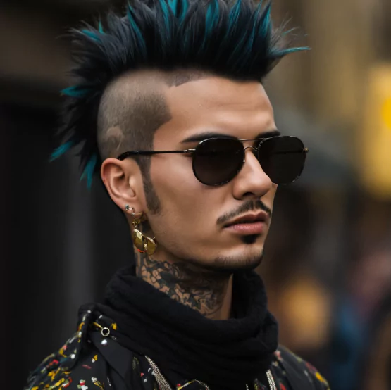 Messy Curly Mohawk
Stylish messy man bun with loose strands and relaxed shape