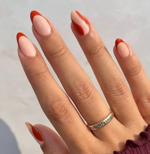 Simple Burnt Orange French Tips
burnt orange chrome nails, burnt orange ombre nails