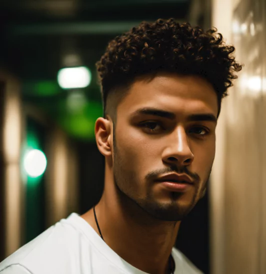 Messy Coil Definition Short men’s haircut with sharp fade and textured fringe