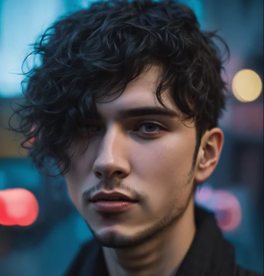 Curly Shag Interpretation Textured men’s haircut with choppy layers and matte finish