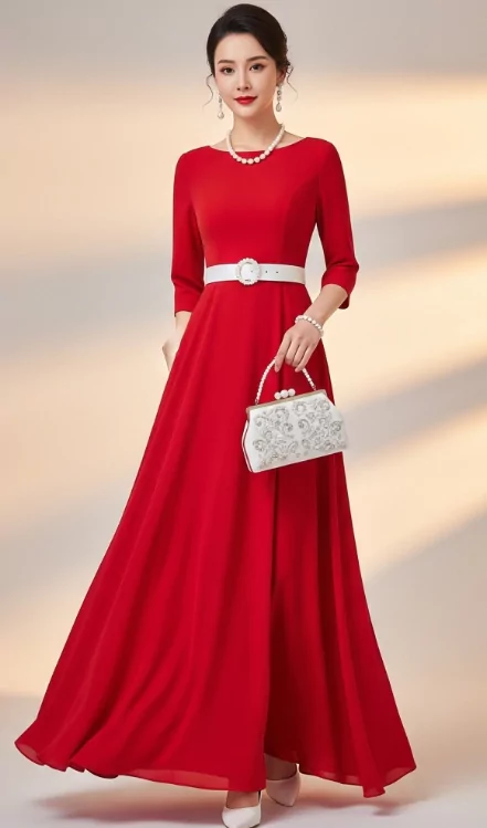 Modern Minimalist: Red Dress with White Accessories.
red prom dress
red prom dresses