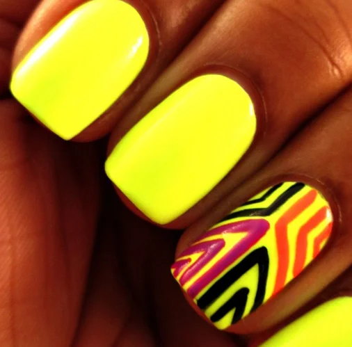 Neon Blast NailTrends2025 yellow nail