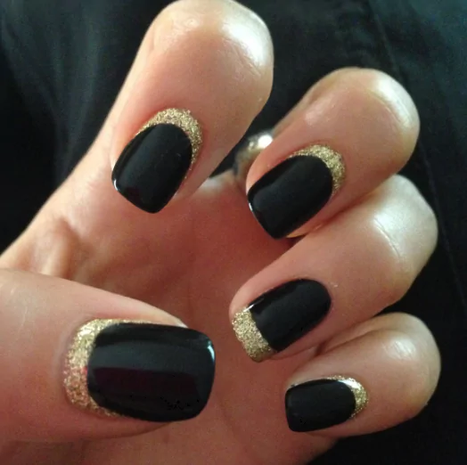 Reverse French in Gold BlackGoldManicure