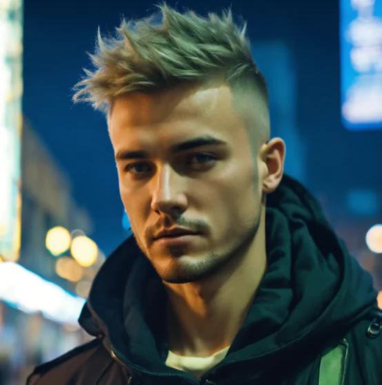 Messy Fringe with Mid Fade Messy curly hair with taper fade for a bold and edgy look