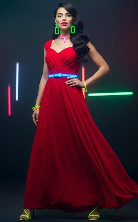 Bold and Bright: Red Dress with Neon Accessories
red prom dress
red prom dresses
