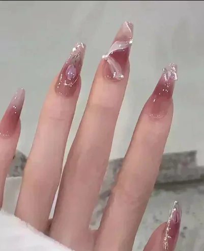 soft pink manicure, natural glow nails,