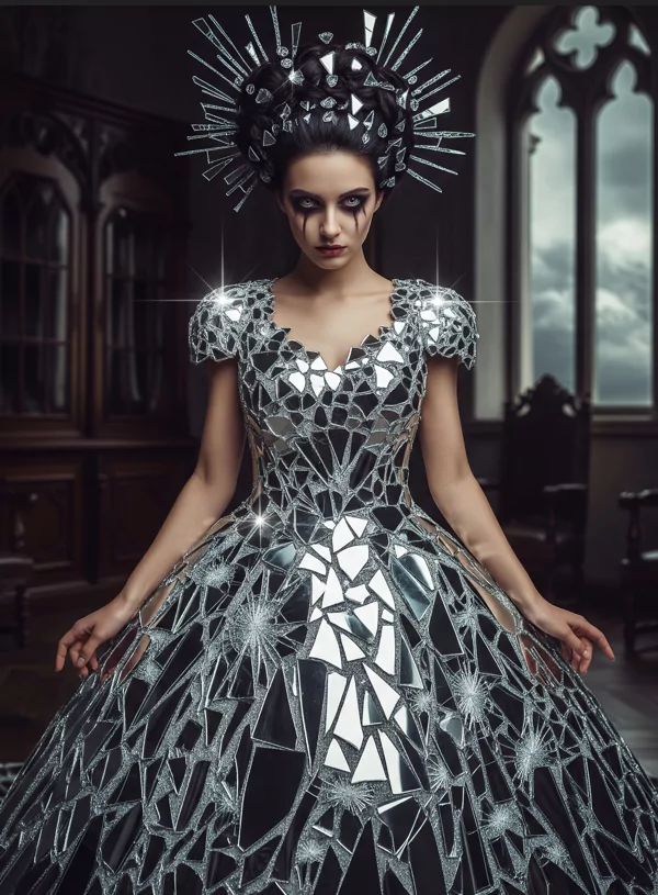Dark fantasy dress to impress look with eerie accessoriesHauntingly beautiful nightmare-inspired evening outfit