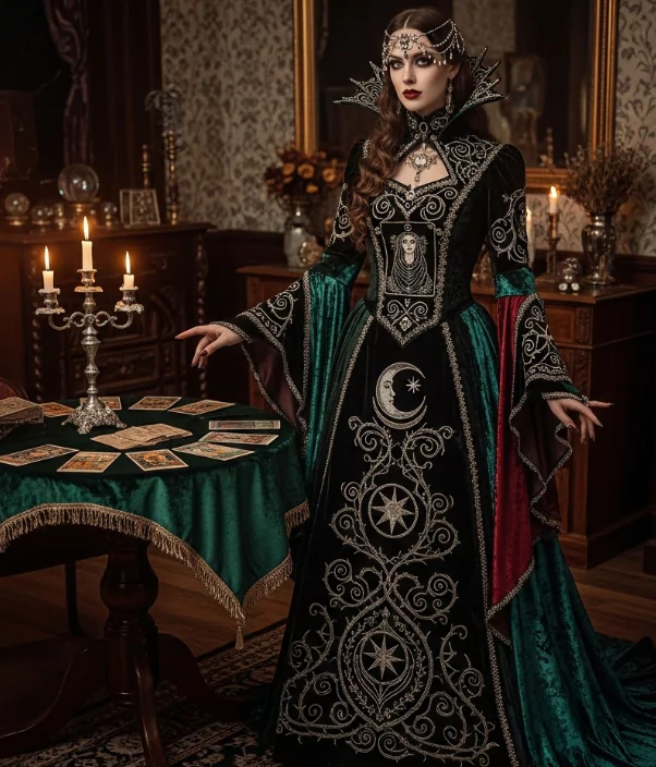 The Twisted Tarot Reader
Stylish horrorcore dress to impress with spooky glamTerrifying yet elegant nightmare fashion for costume parties