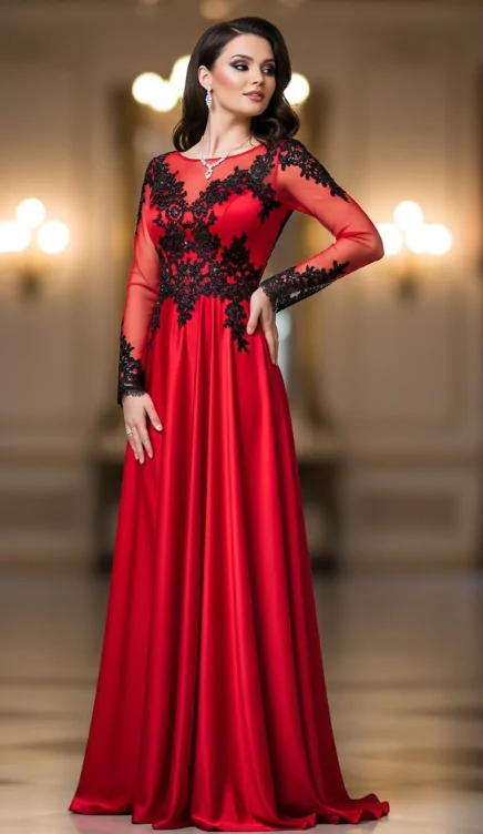 Romantic Flair: Red Dress with Lace Accessories
sexy red dress
a woman in a red dress