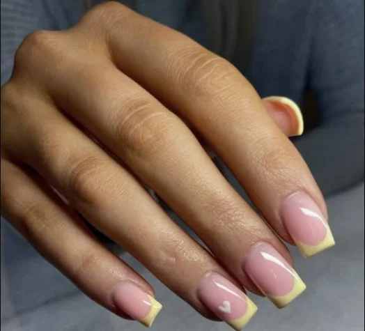 Reverse French Yellow NailInspo yellow nail