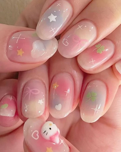 peach and coral nails