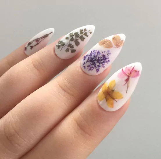 Pressed Flower Art
minimalist white fall nails